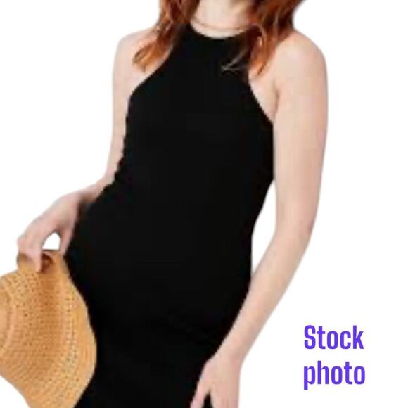 Fitted High-Neck Rib-Knit Maxi Dress  Size M - Picture 3 of 5